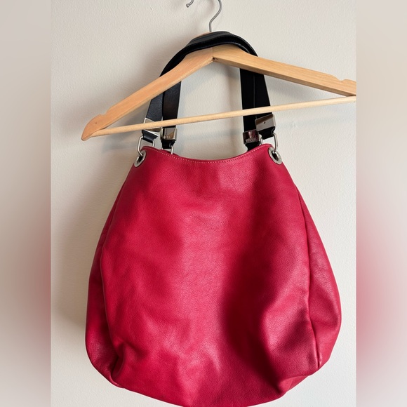 Prune red leather hobo bag w hello kitty car bag charm boho - Picture 5 of 14